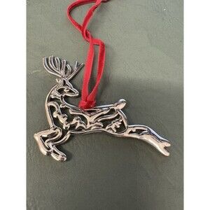 Hanignchristmas Ornament Silver Tone Reindeer Rudolph Holidays Winter